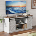 YESHOMY Farmhouse TV Stand with Sliding Barn Doors for 65 in TVs