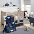 Lambs & Ivy Playful Elephant Blue/White Cotton 3-Piece Crib Bedding