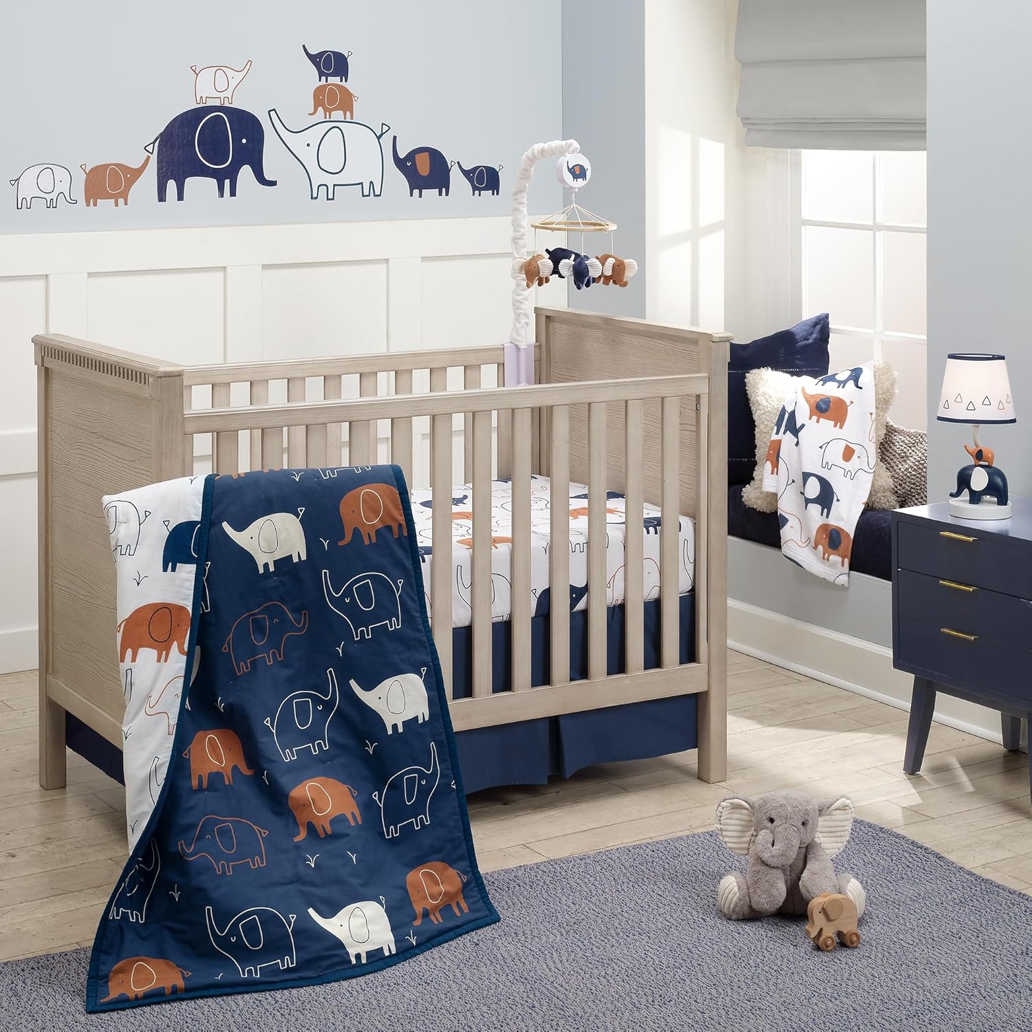 Lambs & Ivy Playful Elephant Blue/White Cotton Crib Set Review