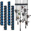 PLUSINNO 4 Pack Vertical Fishing Rod Rack - Space-Saving Rod Storage