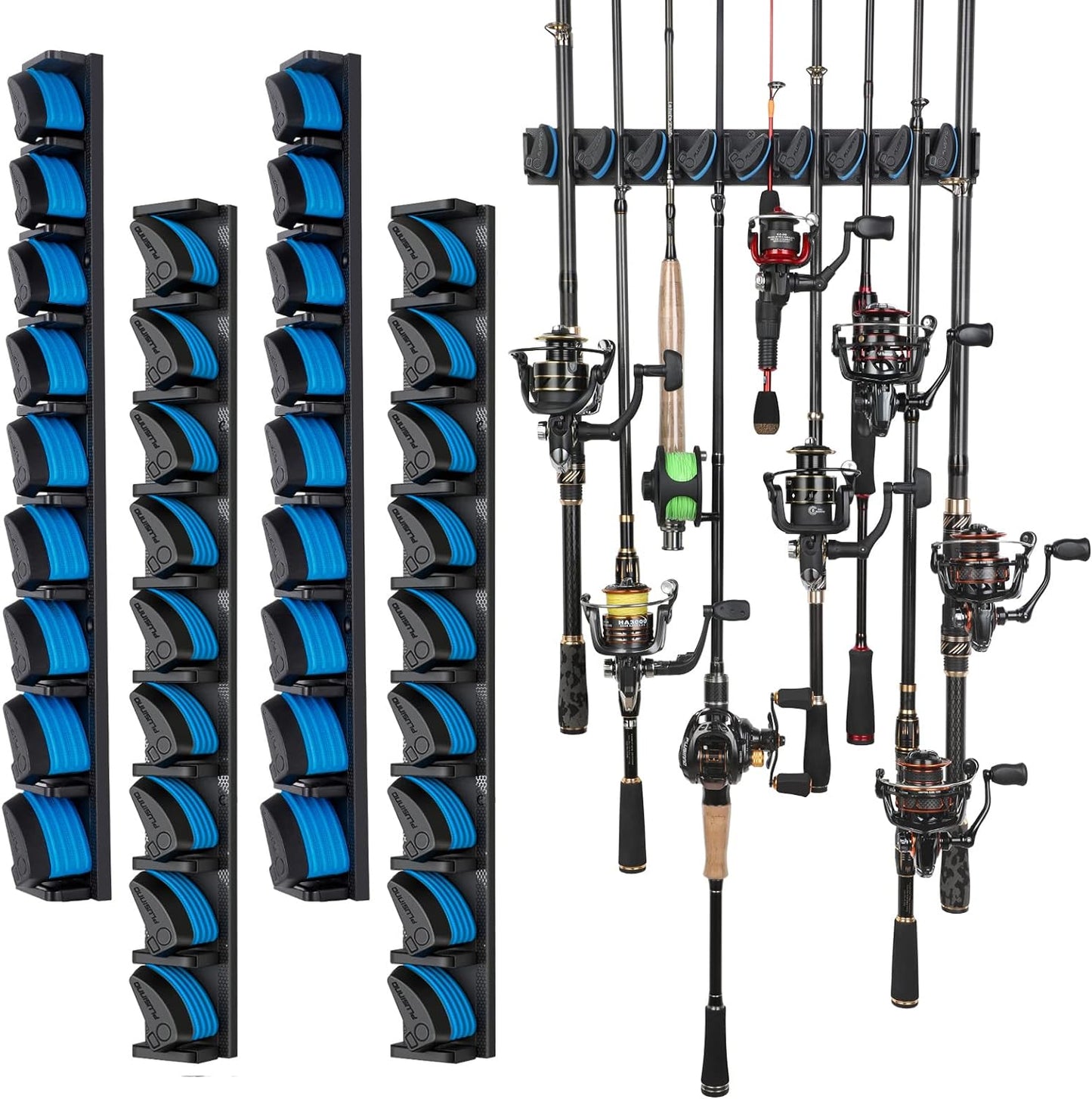 PLUSINNO 4 Pack Vertical Fishing Rod Rack for Garage Storage