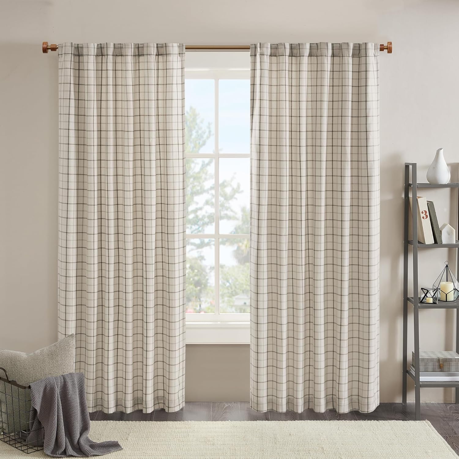 Madison Park Anaheim Cabin Plaid Curtain for Cozy Living Room