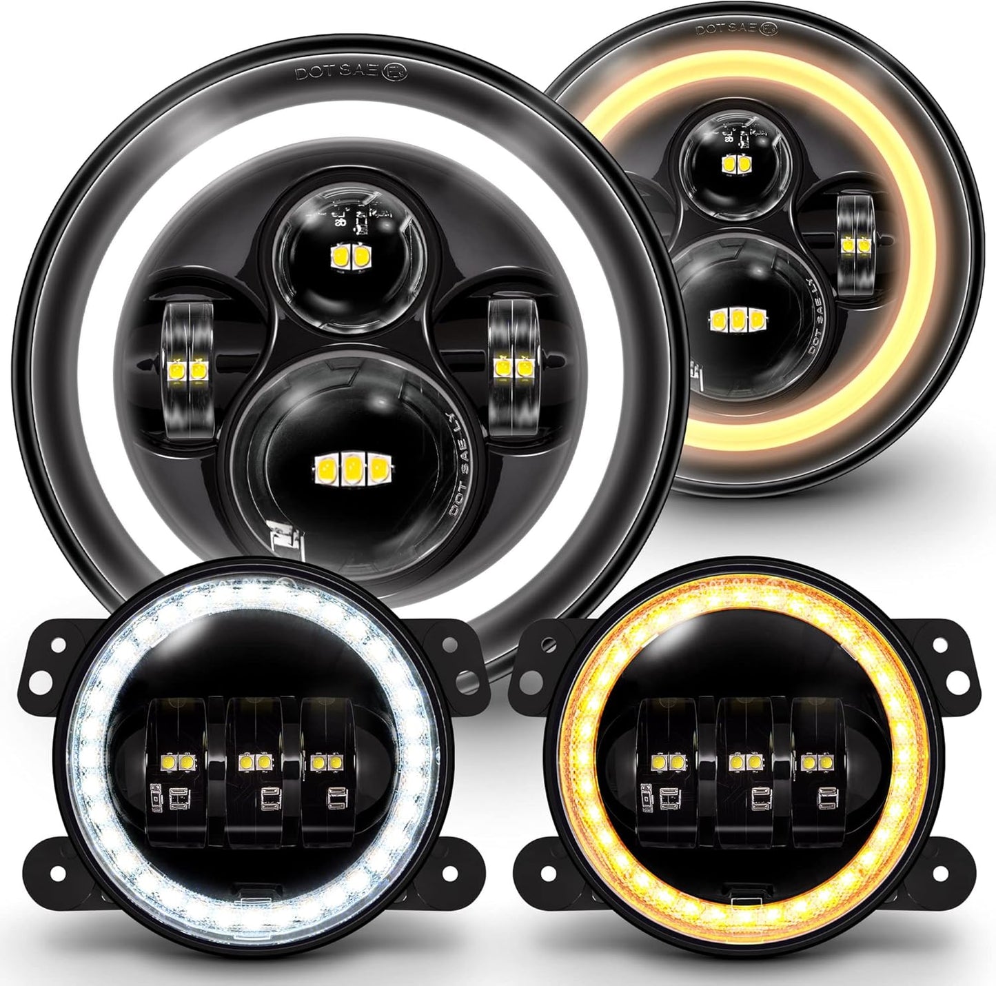 TRUE MODS 7-inch LED Headlights and 4-inch Fog Lights for Jeep