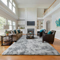 Tie Dyed Grey Fluffy 9x12 Area Rug - Plush Shag for Living Rooms