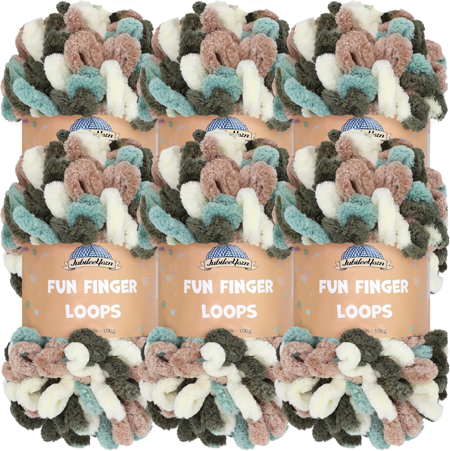 JubileeYarn Fun Finger Loops Yarn - Jumbo Polyester 6 Skeins