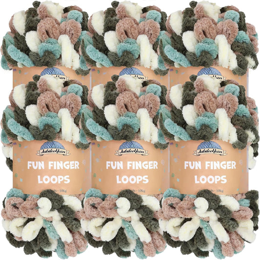 JubileeYarn Fun Finger Loops Yarn - Jumbo Polyester 6 Skeins