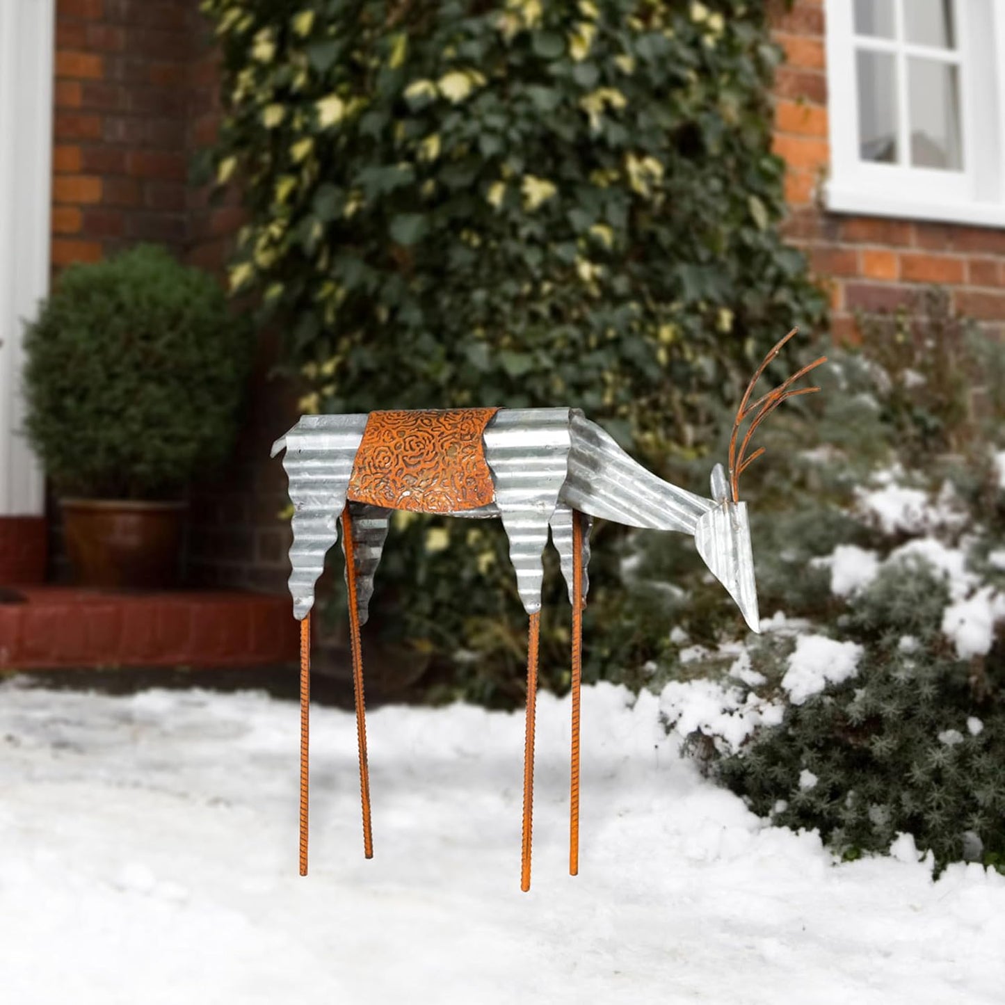 20 H Outdoor Metal Rustic Grazing Reindeer Lawn Decoration