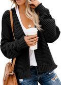 Women's Open Front Chunky Knit Cardigan Sweater - Long Sleeve Cozy