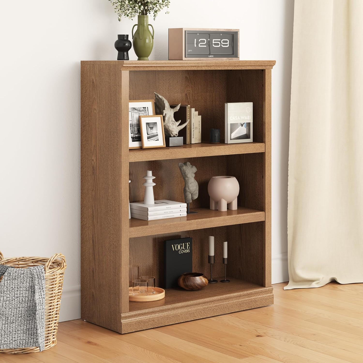 43 in Tall Bookcase with 3 Tiers for Home and Office Storage