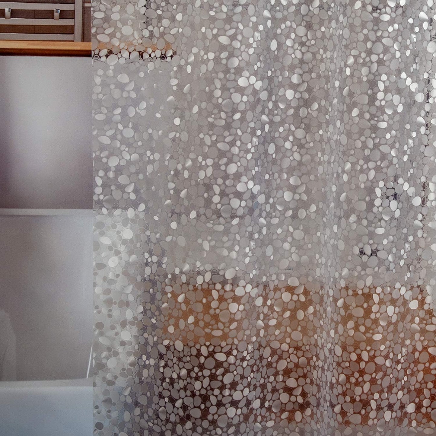 Waterproof 8G EVA Shower Curtain Liner - Heavy Duty Magnets, 3D Pebble Pattern - Bostofy