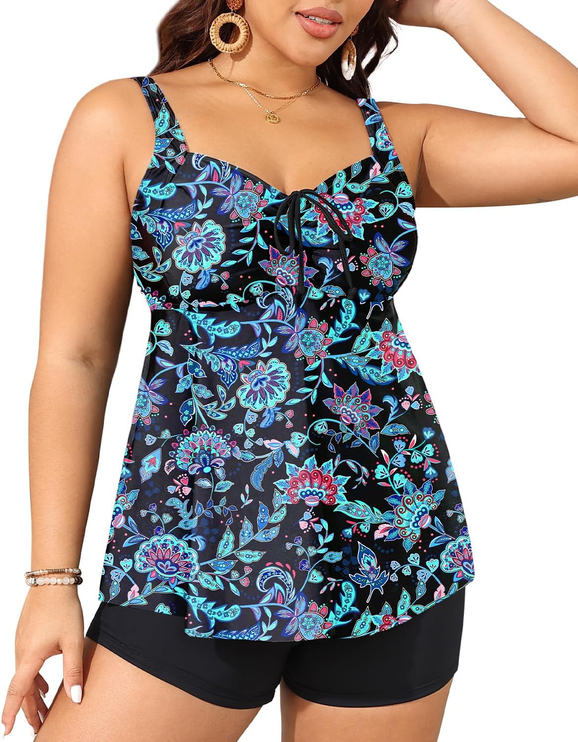 Plus Size Tankini Swimsuits with Shorts for Women by Yonique