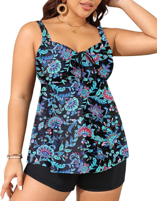 Plus Size Tankini Swimsuits with Shorts for Women by Yonique