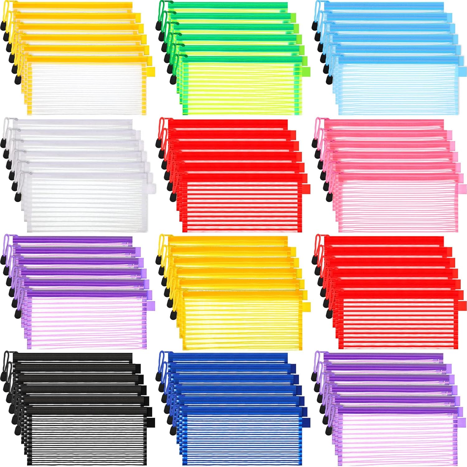 80 Pcs Mesh Zipper Pouch for School, Office, and Travel Use
