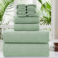 8 Piece Oversized Green Bath Towel Set - Soft Quick Dry Bath Sheets