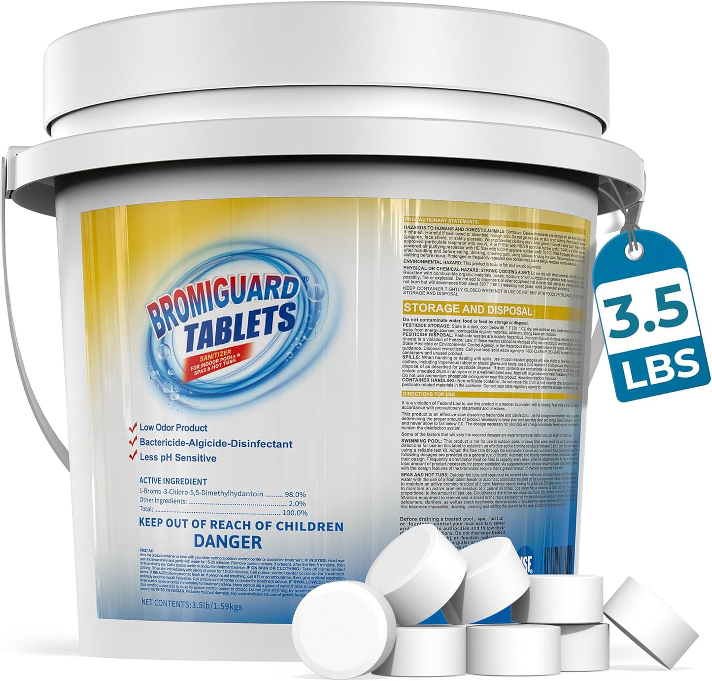 1 Inch Bromine Tablets for Spas and Hot Tubs - Low Odor