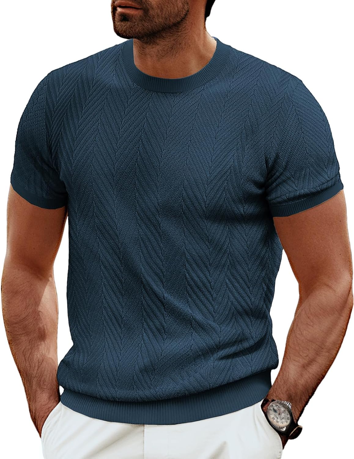 PJ PAUL JONES Men's Short Sleeve Knit T-Shirts for Casual Style