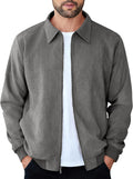 Men's Faux Suede Bomber Jacket Lightweight Full Zip Up