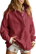 Gacaky Oversized Henley Sweatshirt for Women - Cozy Everyday Top Find