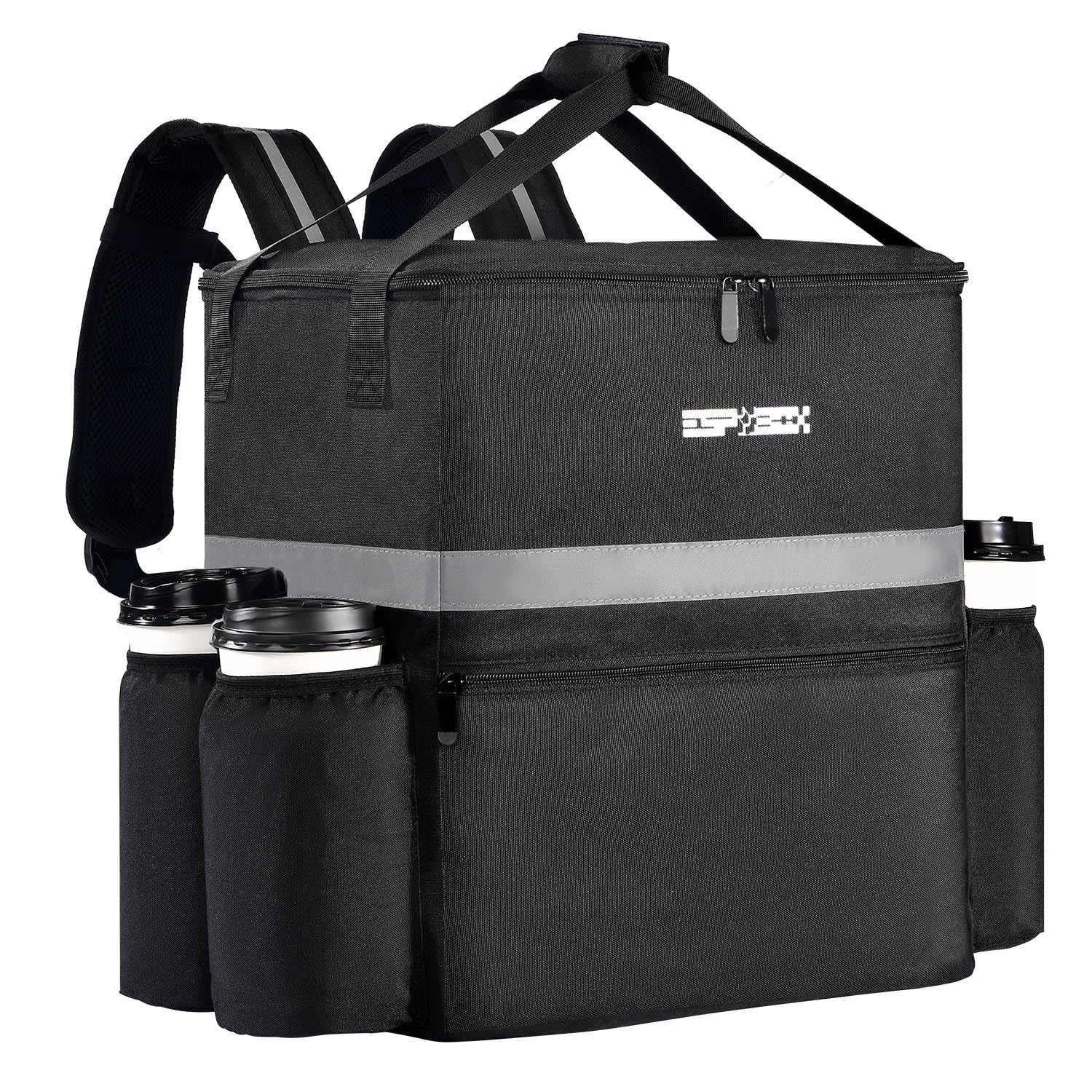 Insulated Food Delivery Backpack with Cup Holder for Bikers