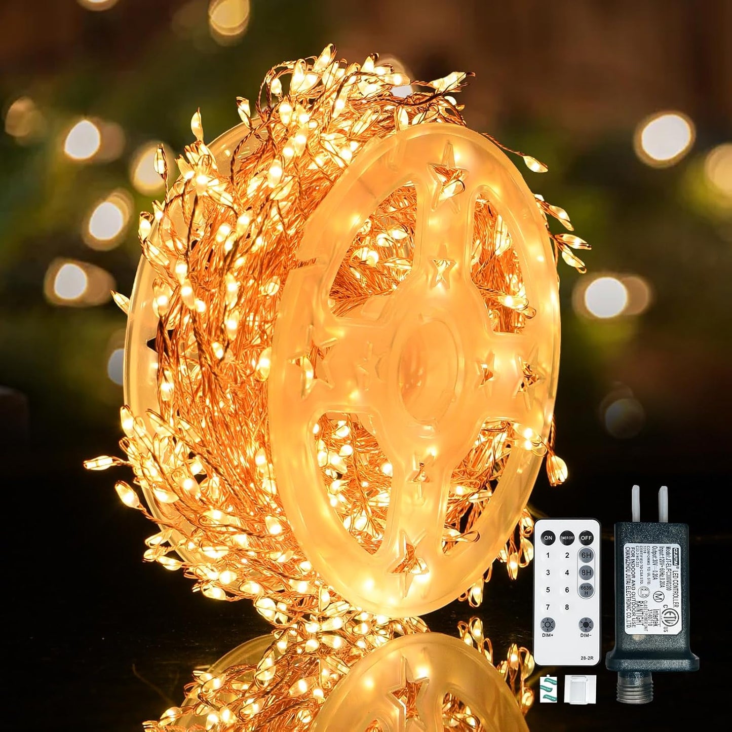 Dailyart Fairy Lights Plug in 500 LED Warm String Lights 42Ft