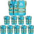 Reflective Vest Class 2 Safety Vest with Pockets and Zipper - High