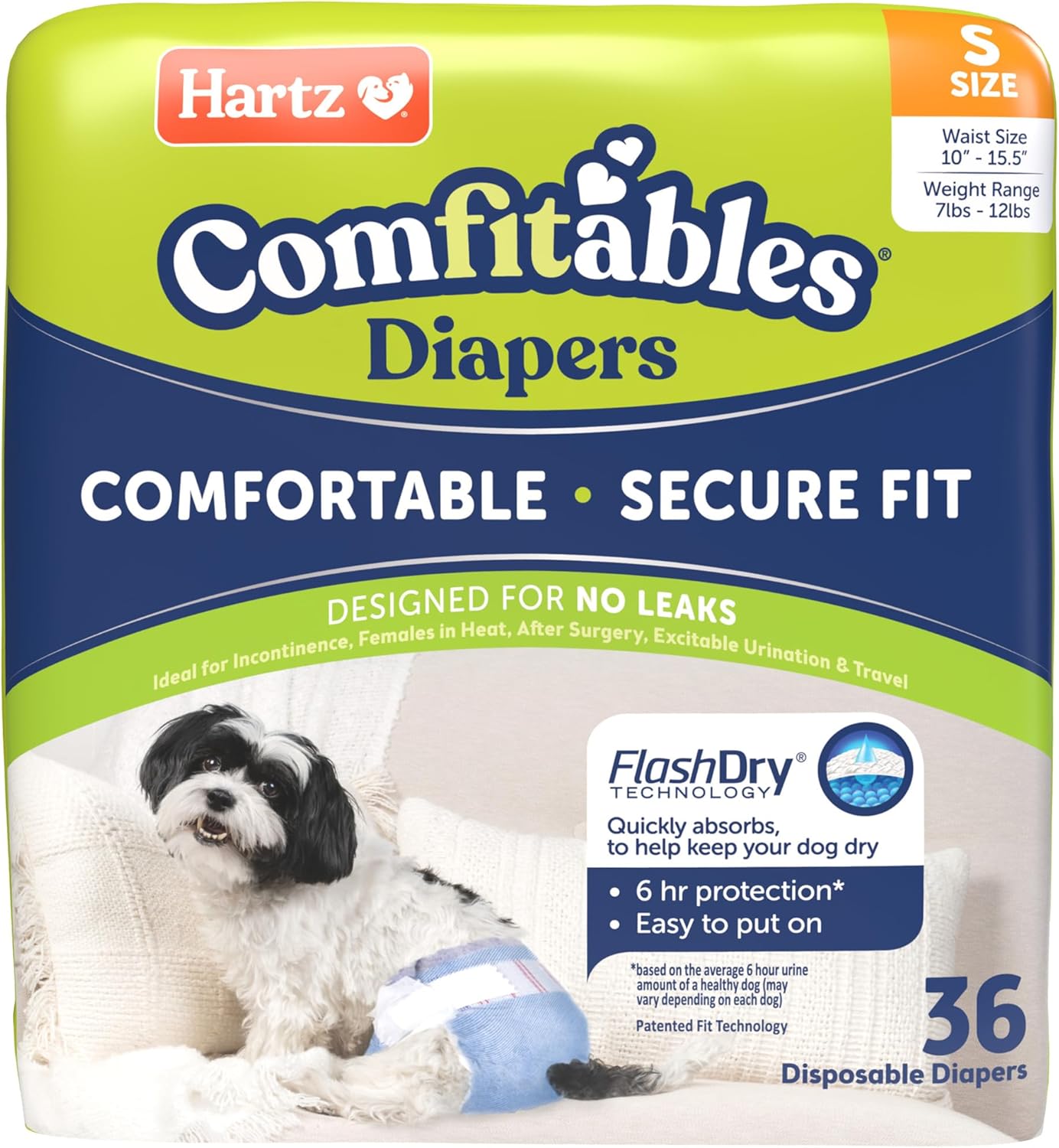 Hartz Disposable Dog Diapers, Size S 36 ct - Comfort & Security