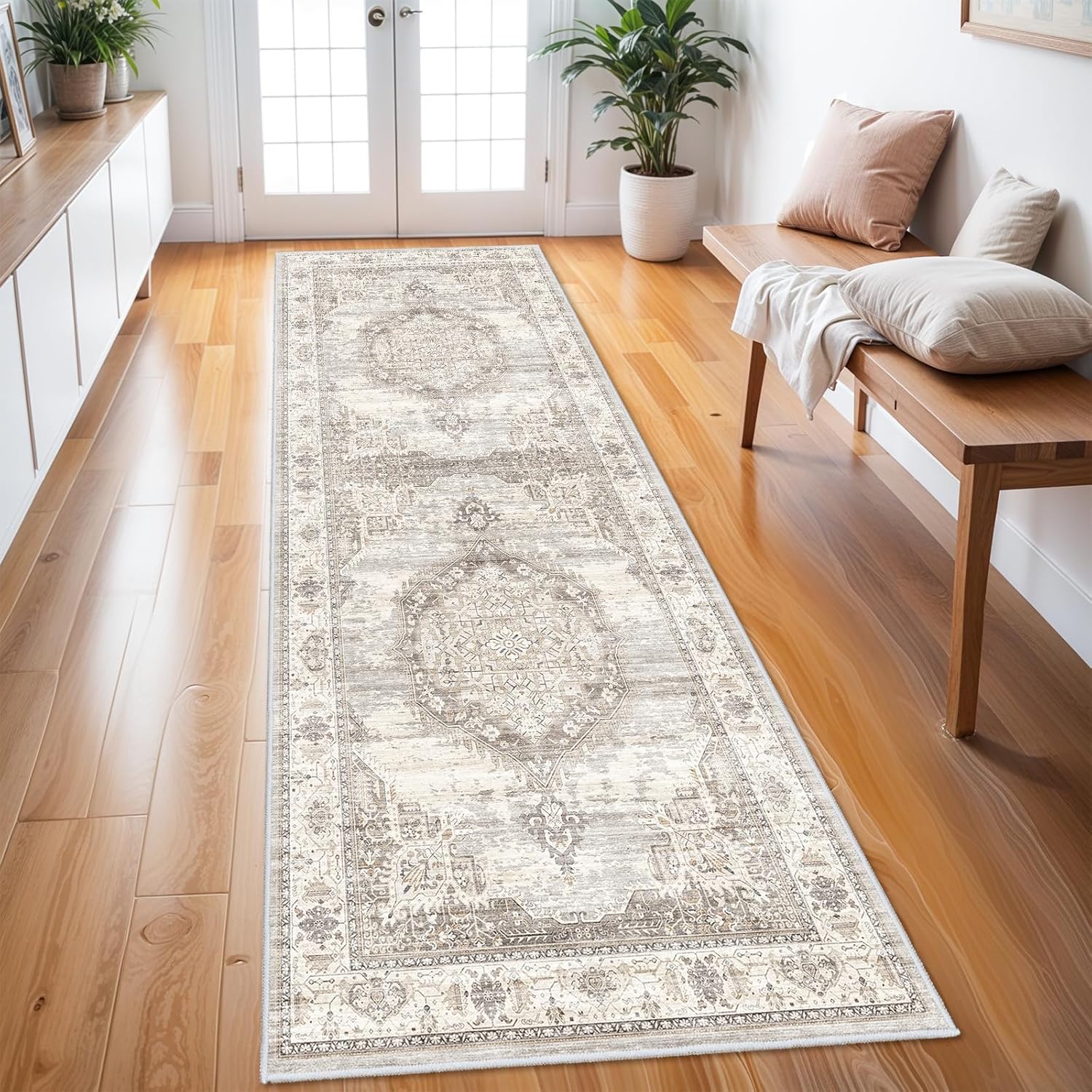 Washable Hallway Runner Rugs 3x8: Soft Ultra Thin Low Pile