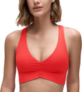 Butterluxe Womens Ruched Longline Sports Bra - V Neck Cross Back