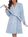 Ekouaer Womens Short Plush Bathrobe Knee Length - Warm, Soft Comfort