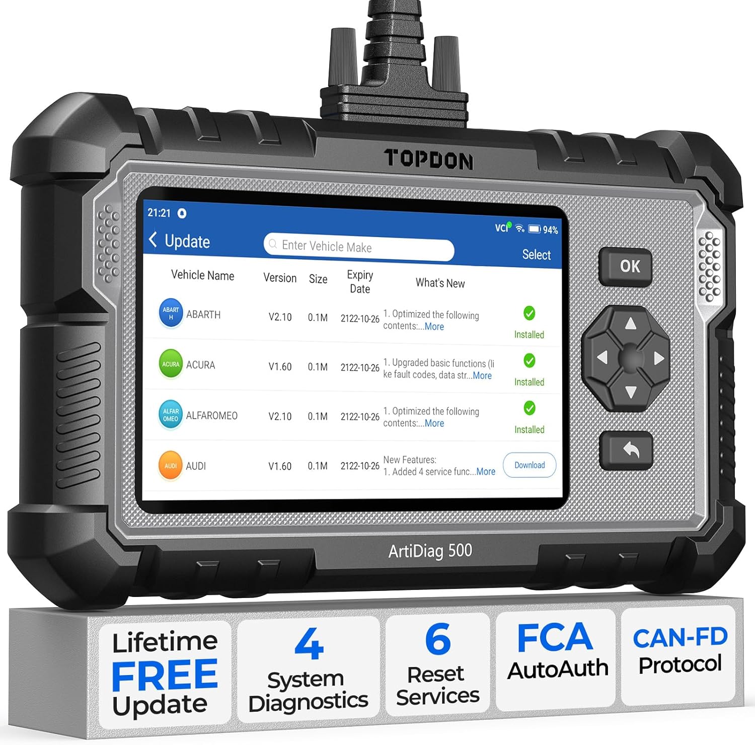 TOPDON AD500 OBD2 Scanner for Engine ABS SRS Diagnostics Tool