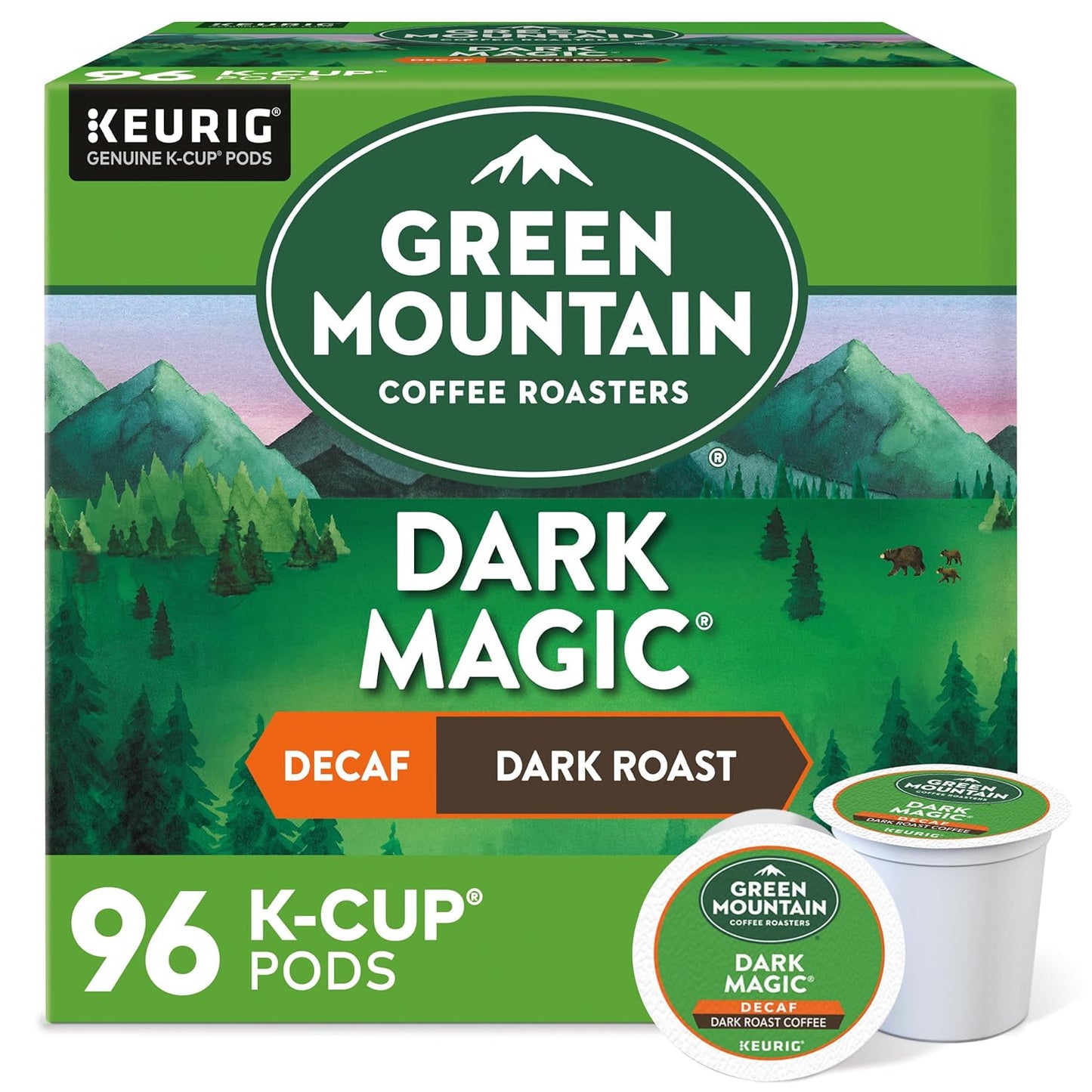 96 Dark Magic Decaf K-Cup Pods by Green Mountain
