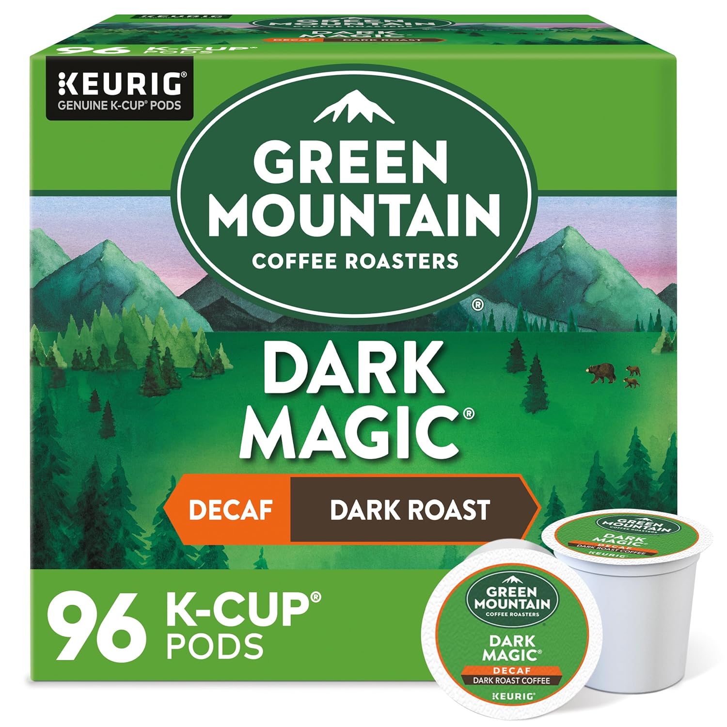 96 Dark Magic Decaf K-Cup Pods by Green Mountain
