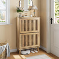 Shoe Cabinet with 2 Flip Louvered Drawers for Entryway Storage