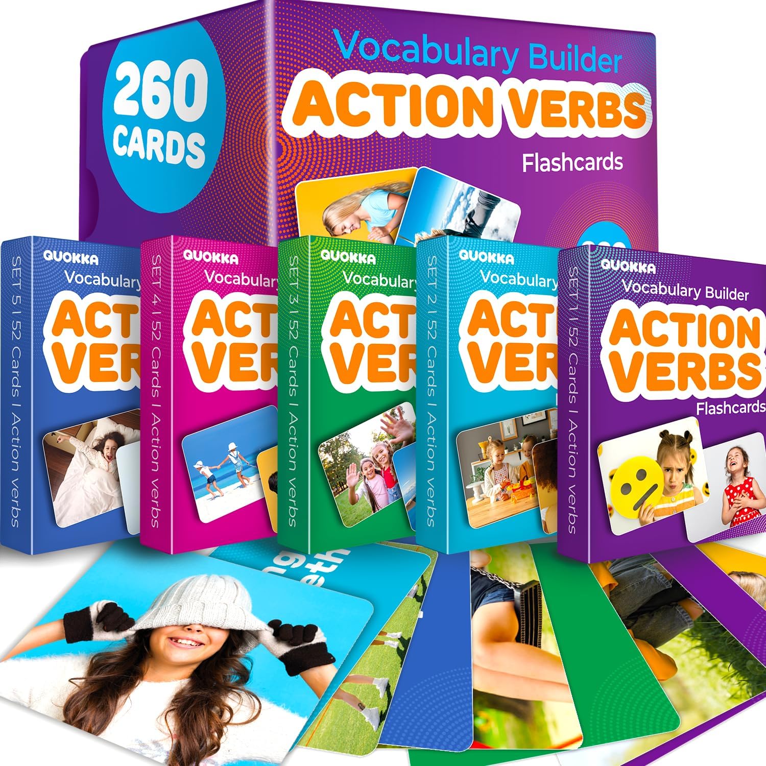 QUOKKA 260 Action Verbs Flash Cards for Engaging Learning