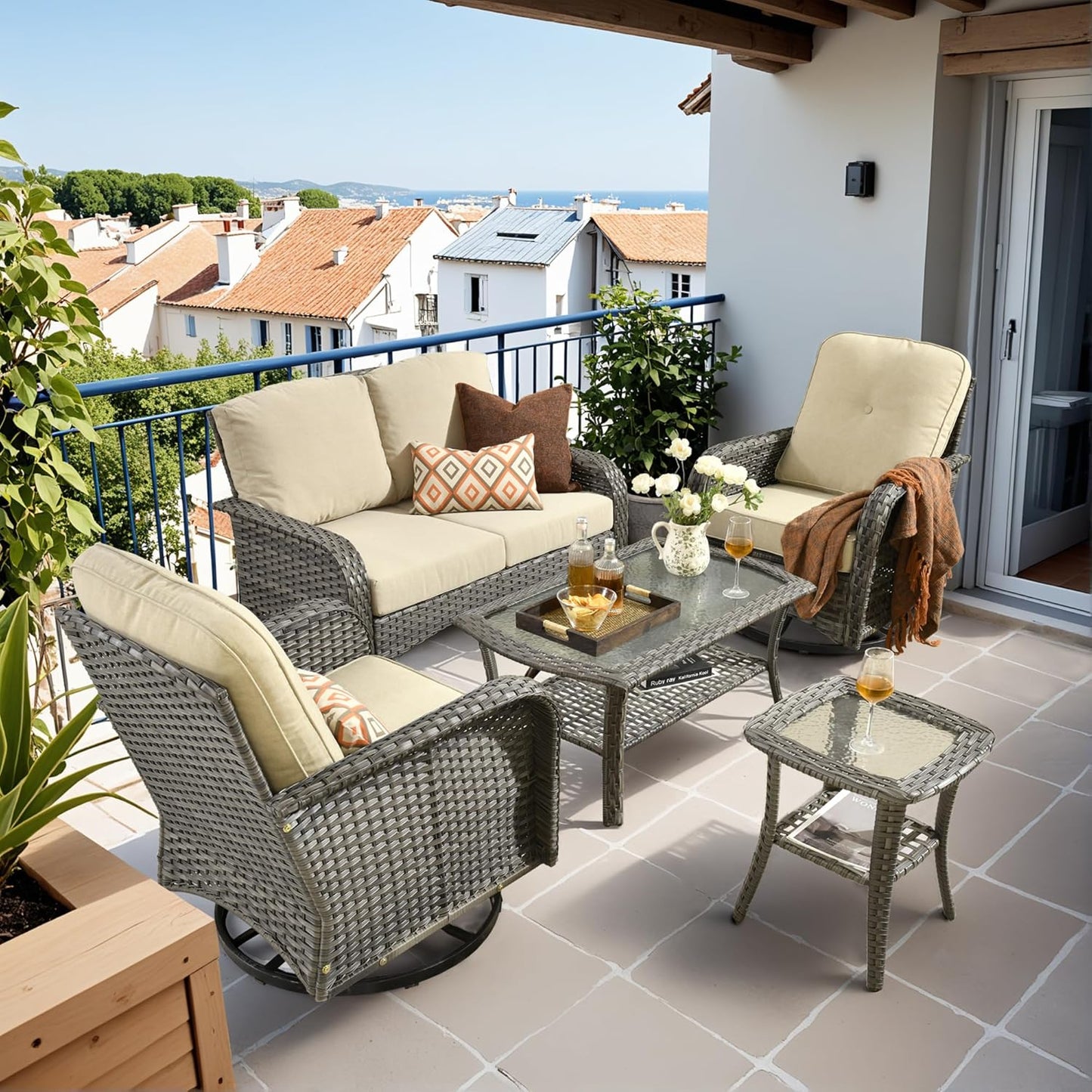 HOOOWOOO Patio Furniture Set: 5 Pieces Outdoor Comfort