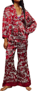 Arssm Women 2 Piece Satin Silk Pajama Set for Cozy Sleepwear