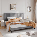 King Upholstered Platform Bed Frame with Vertical Channel Tufted