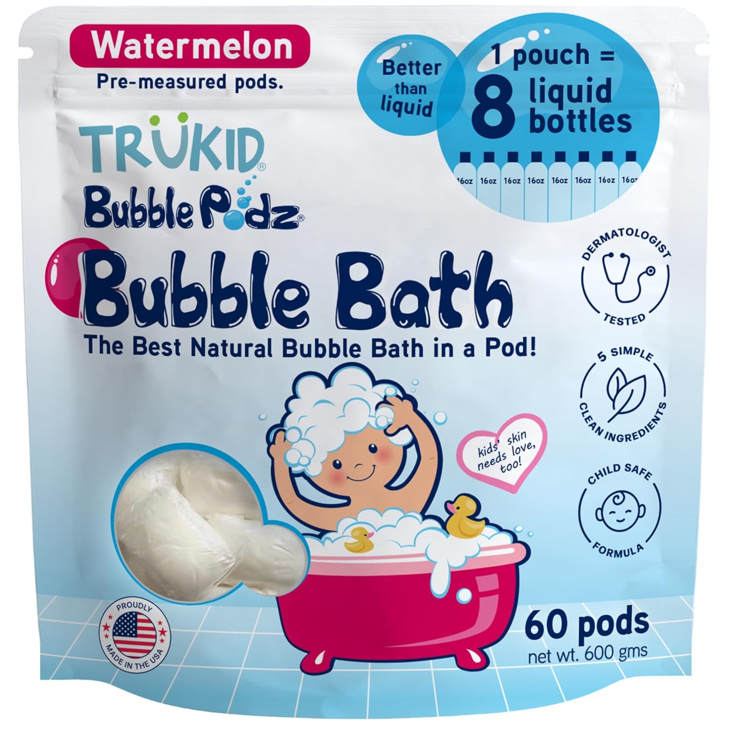 TruKid Bubble Podz Bubble Bath for Kids - Gentle & Fun Bubbles