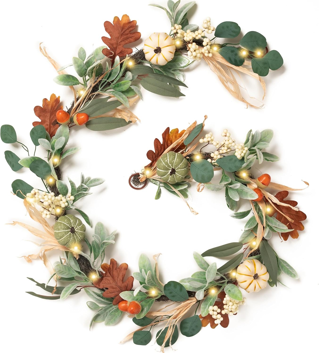 Valery Madelyn Fall Garland with Lights for Autumn Decor