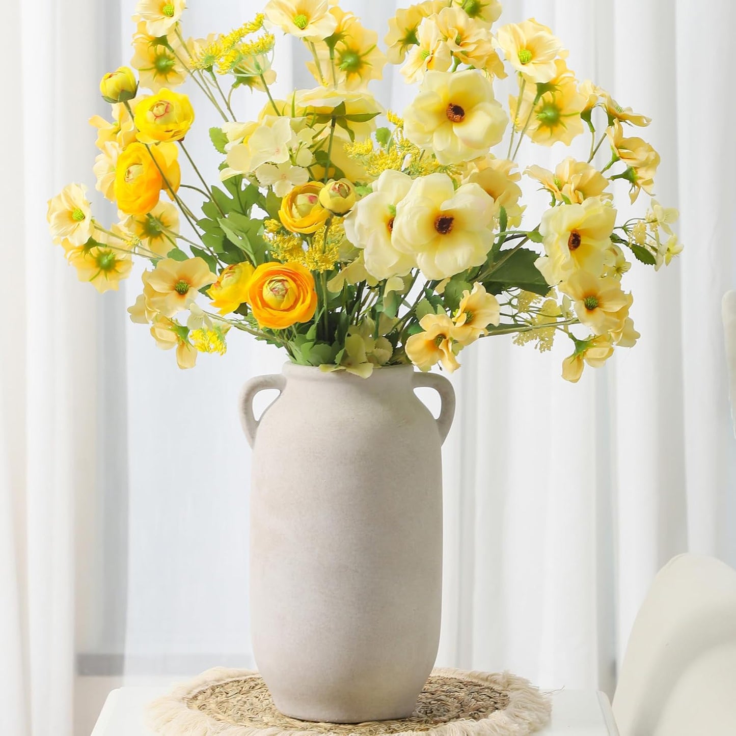 Large Flower Vase Home Decor - 12 inch Tall Ceramic Rustic
