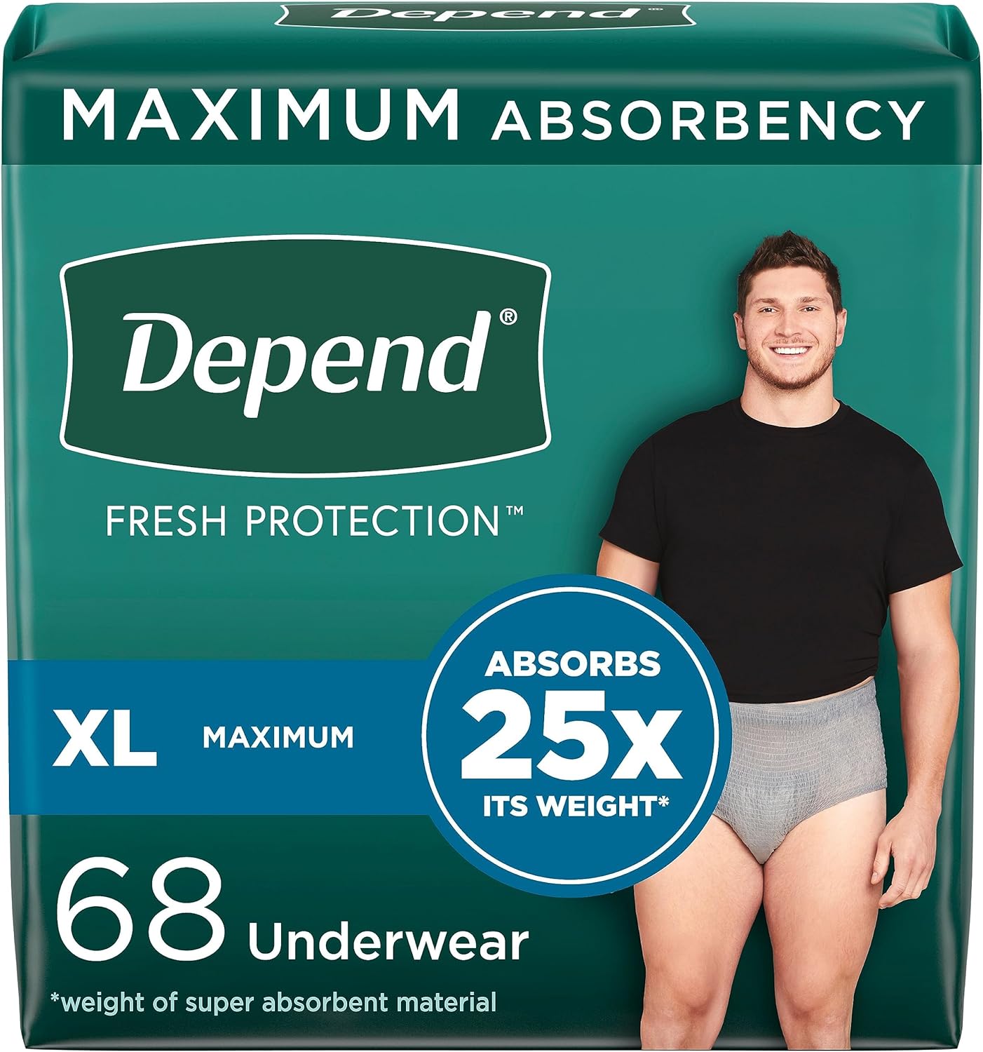Depend Max Protection XL Men's Underwear, 68 ct