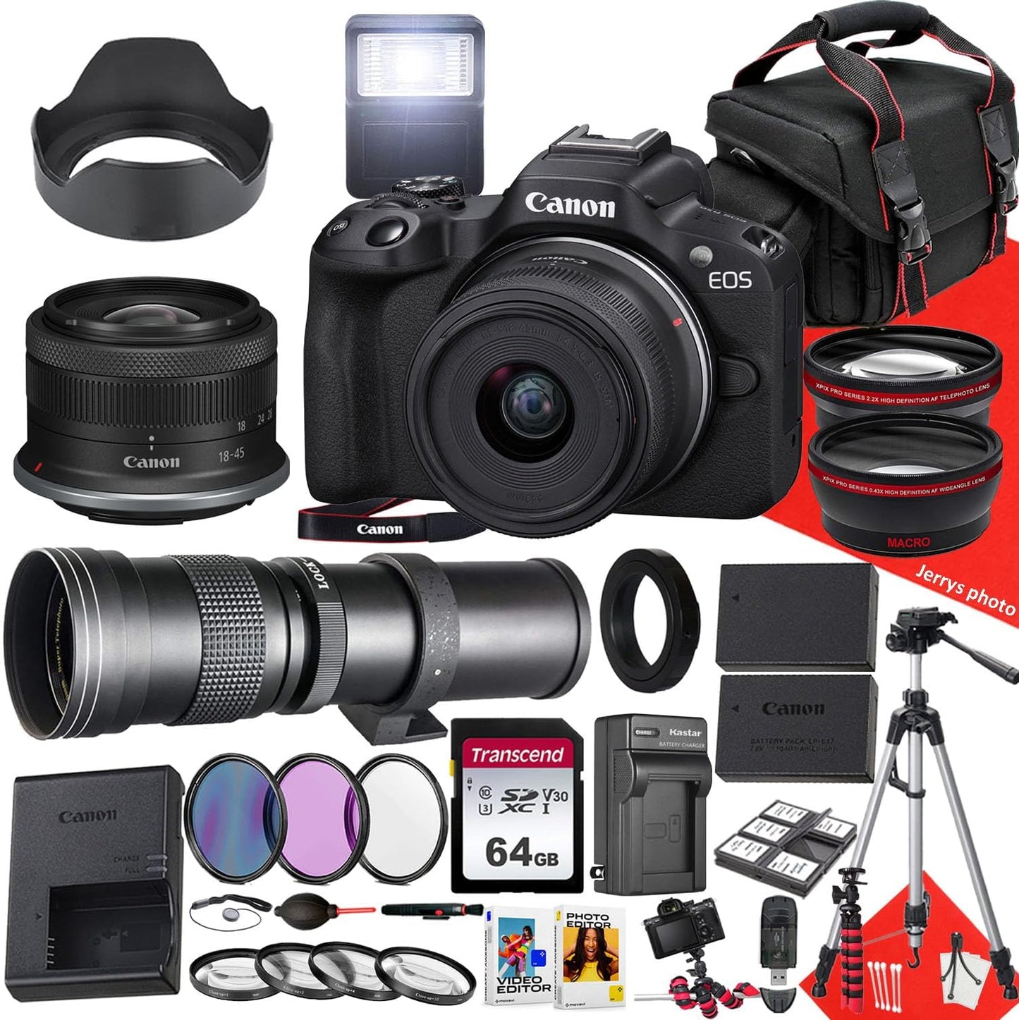 Canon EOS R50 Mirrorless Camera Bundle with 18-45mm Lens