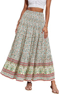 Summer Maxi Skirt Boho Floral High Waist A Line - Flowy Beach Style If