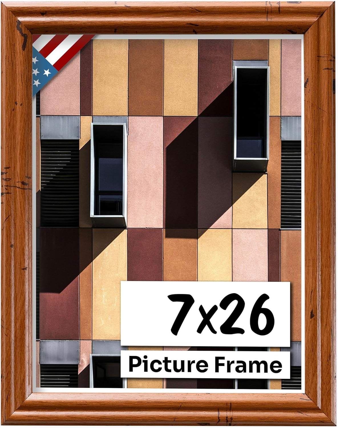 Distressed Oak 7x26 Picture Frame - Handmade Solid Wood Frame