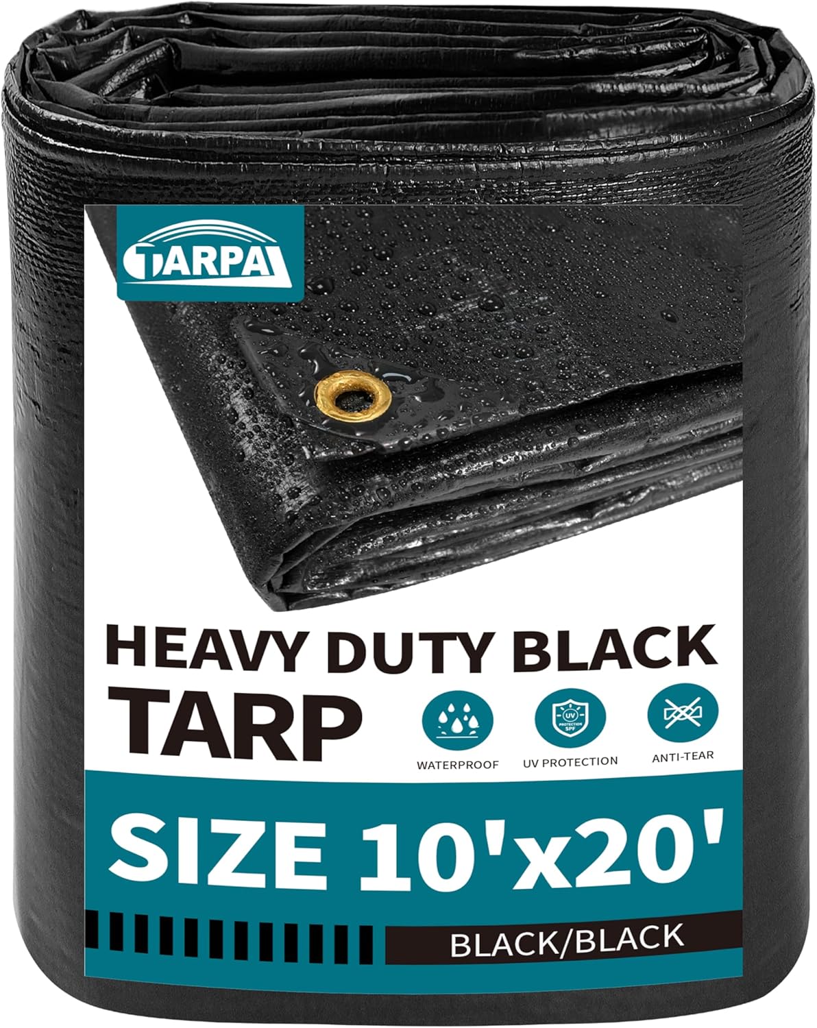 Heavy Duty 14 Mil Black Tarp for Outdoor Protection and Shade