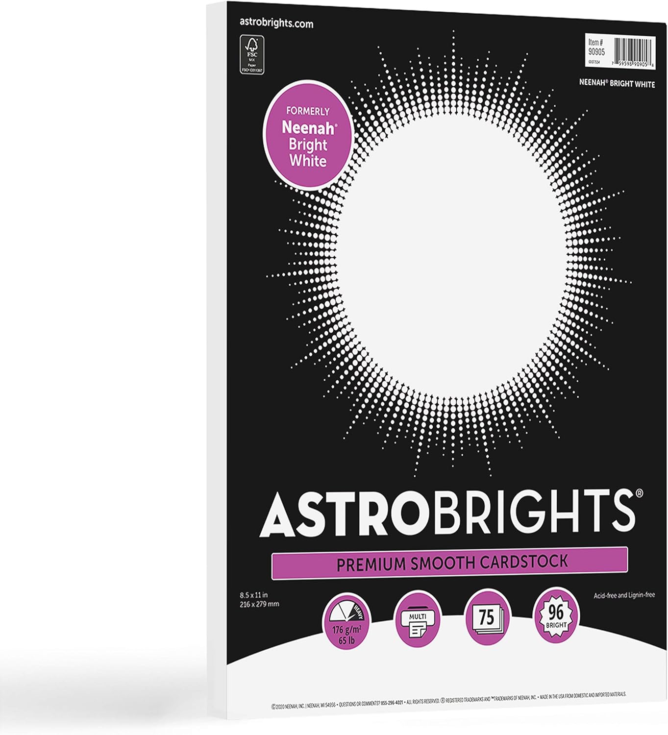 Vibrant Astrobrights White Cardstock - 65 lb, 8.5 x 11, 75 Sheets