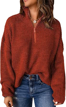 Dokotoo Womens 1/4 Zip Pullover Sweater for Casual Style