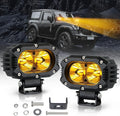 LED Amber Fog Light 4in Pod - Super Bright Yellow Offroad Beam
