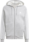 adidas Men's Essentials Fleece 3-Stripes Full-Zip Hoodie - Low-Key