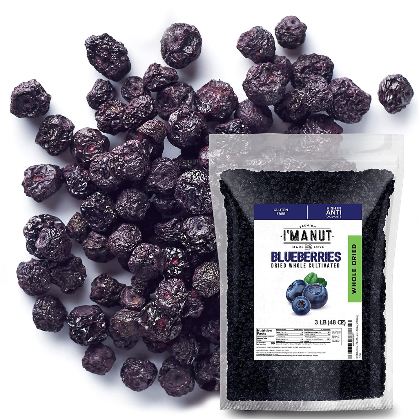Dried Blueberries 3 lb - Gluten-Free & Peanut-Free Snack Option